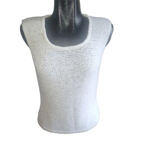 Gloria Vanderbilt Vintage 90's White Sleeveless Knit Sweater L